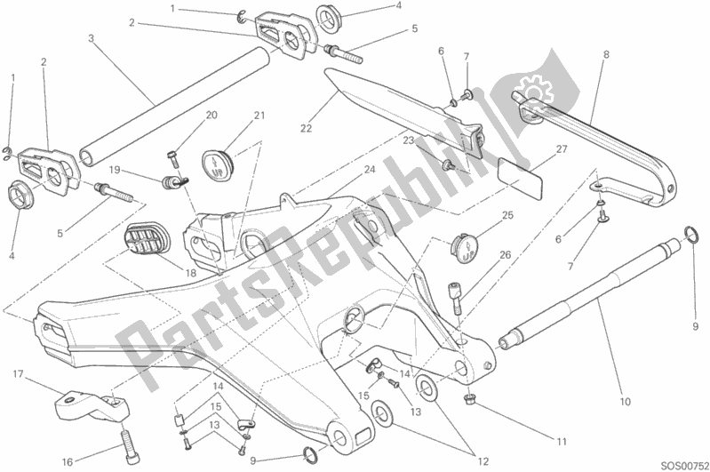 All parts for the Forcellone Posteriore of the Ducati Scrambler Italia Independent USA 803 2016